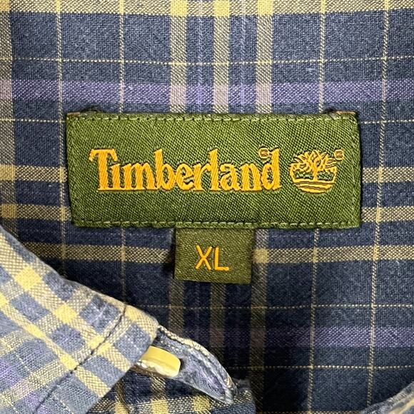 Timberland‎ Shirt Mens Large Plaid Blue Business Casual Button-Front Long-Sleeve - Picture 7 of 12